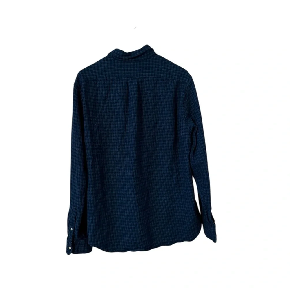 J.CREW Men's Flannel Classic Blue Long Sleeve Button Down Checkered Shirt